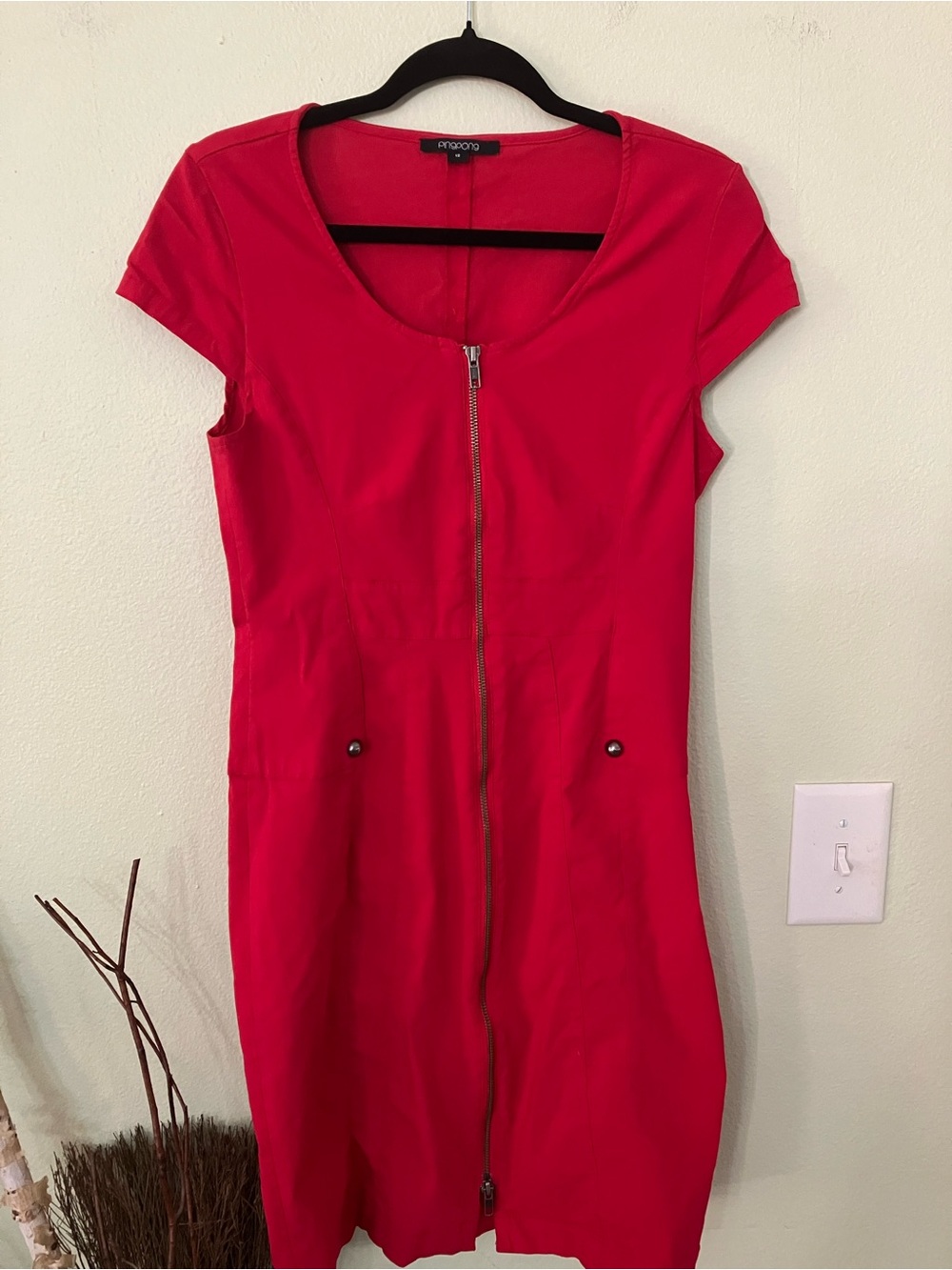 Ping Pong red bodycon double zip long mini dress